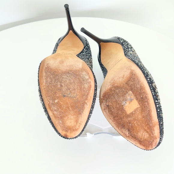 Jimmy Choo Crystal Collection Round Toe Swarovski Embellished Pumps Blac… - Picture 9 of 12